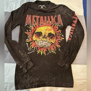 Metallica Stone/Acid Wash Black Long Sleeve Shirt